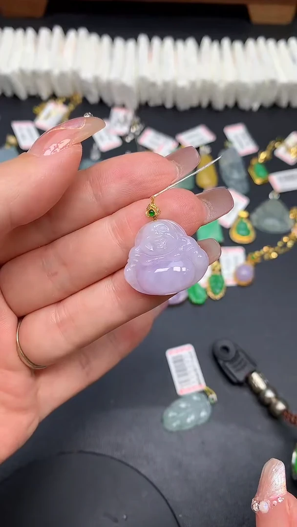 翡翠18K金镶嵌吊坠(不含链)MS189059