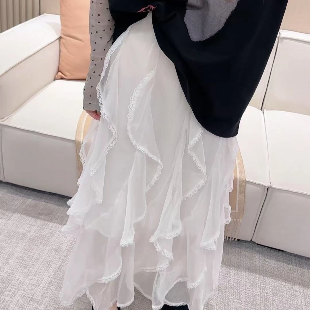 网纱蕾丝白色洋气时尚百搭夏季韩版拼接裙子
