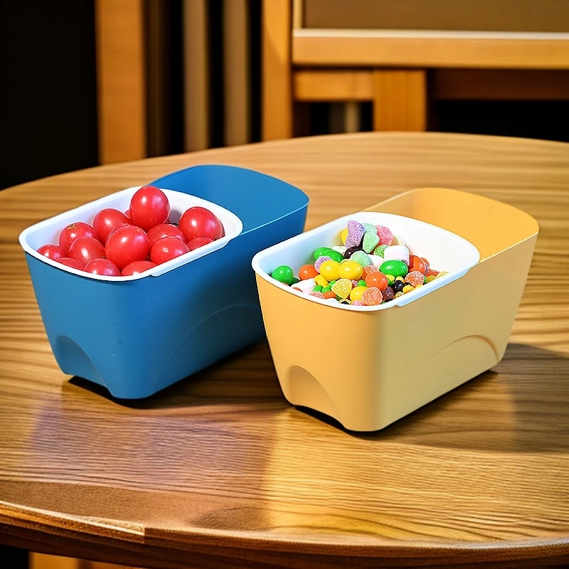 家用瓜子盒嗑瓜子水果盘收纳筐客厅零食干果盘创意双层沥收纳盒子