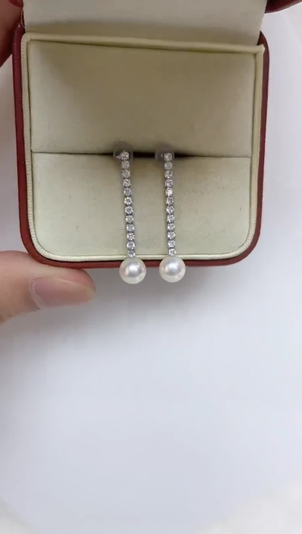 银S925镶嵌海水珍珠耳饰海水珍珠耳饰