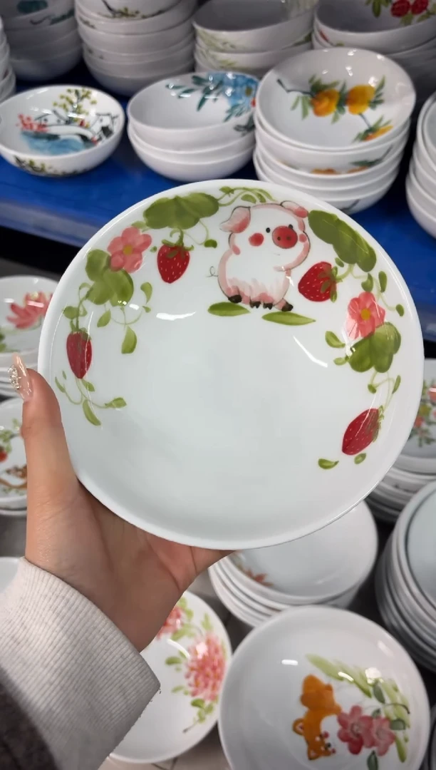 瓷片景德镇高温陶瓷食品级手绘釉中彩-大胖碗