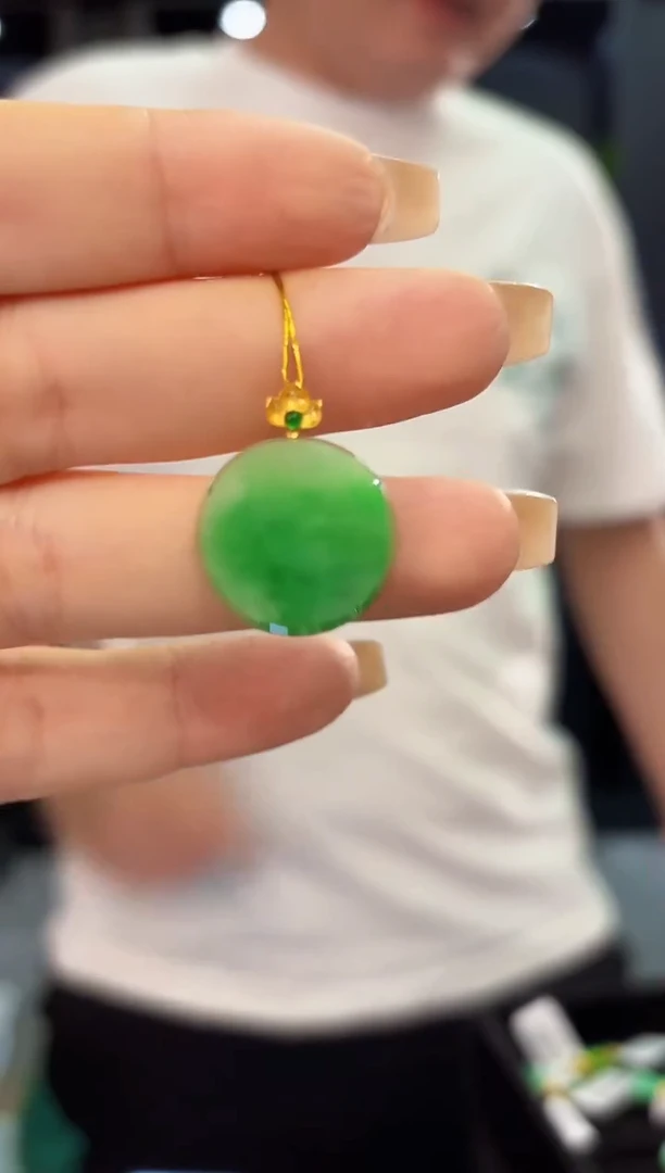 翡翠18K金镶嵌颈饰 缅料A货/支持复检/一件