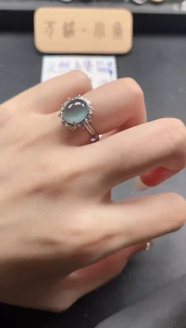 银S925镶嵌戒指翡翠51511