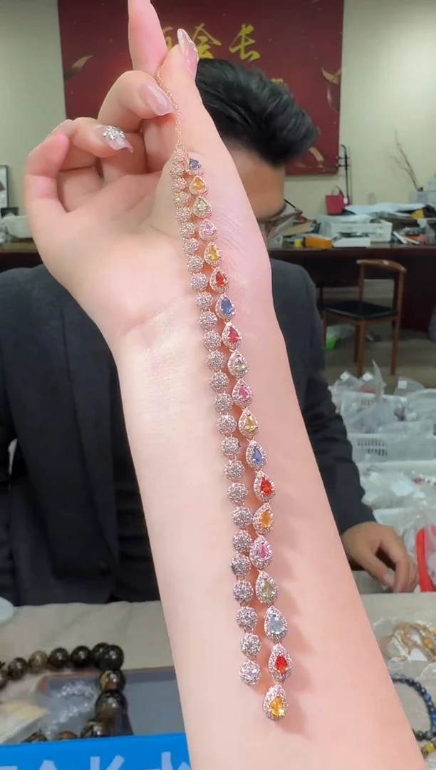 【闪购商品】彩色蓝宝石颈饰银S925镶嵌多样性发一件 100