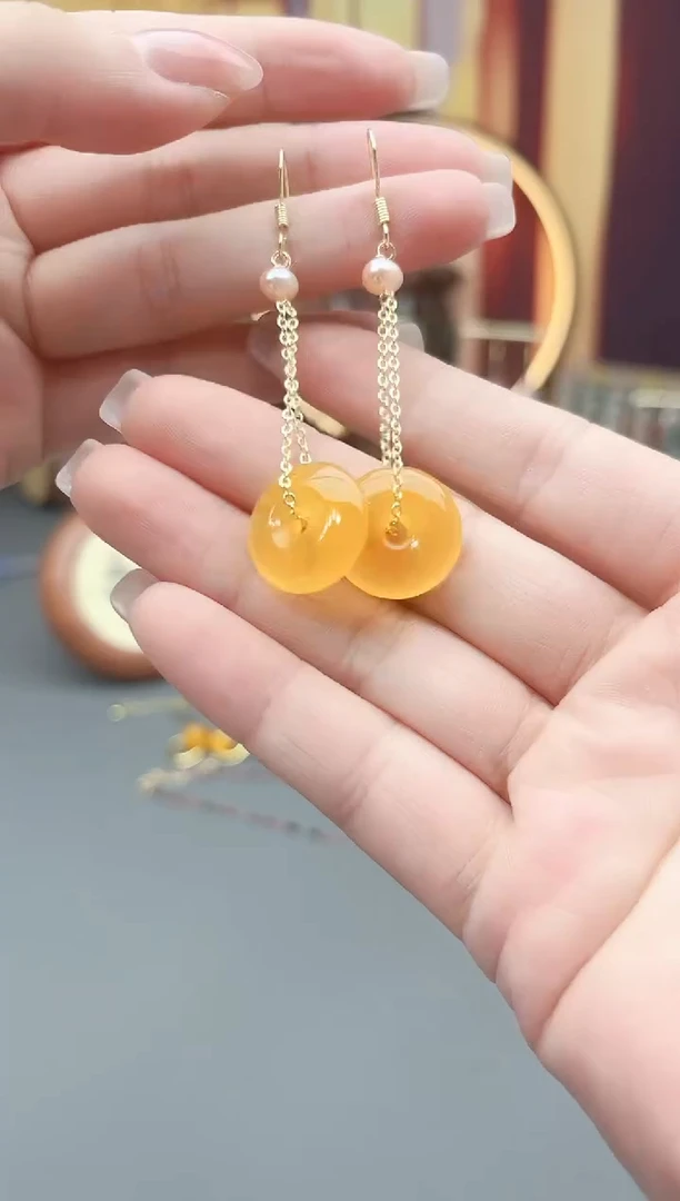 银S925镶嵌耳饰玛瑙/玉髓310