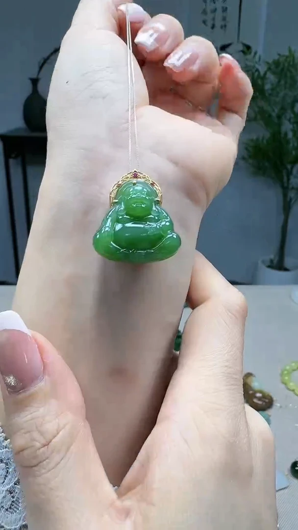 吊坠(不含链)18K金镶嵌和田玉1