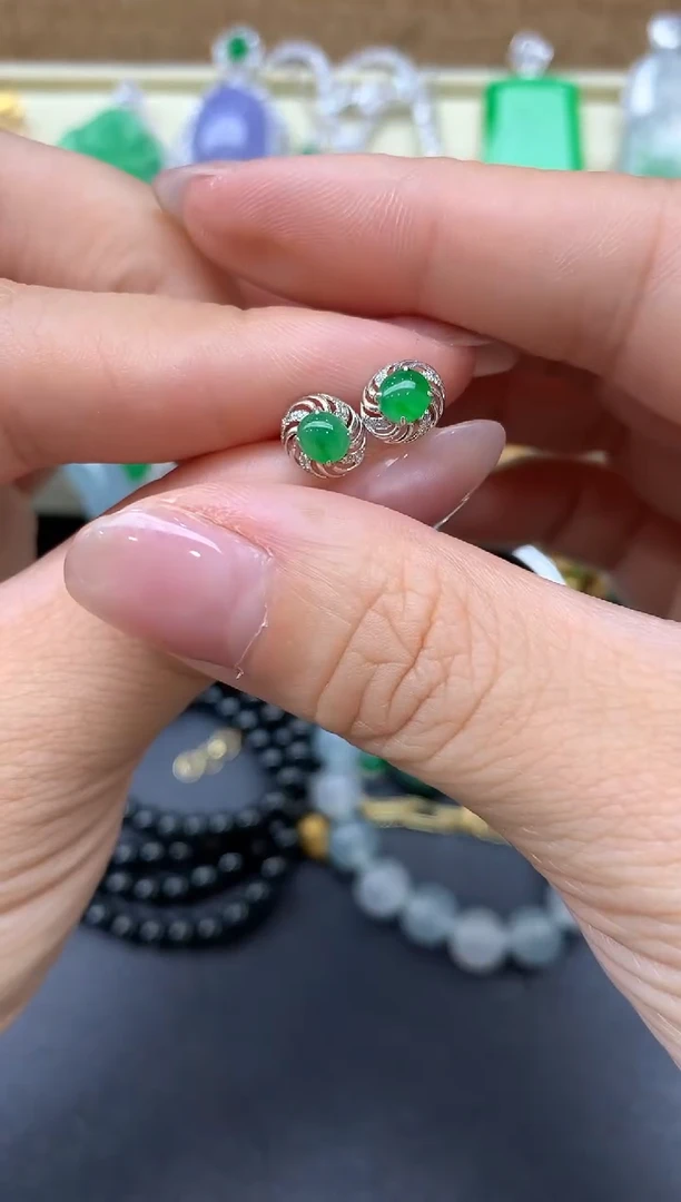 【闪购商品】翡翠耳饰18K金镶嵌187-中国好珍宝
