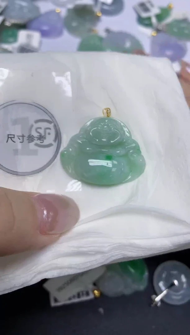 翡翠18K金镶嵌颈饰天然缅甸翡翠A货百元以上9元证书费自理