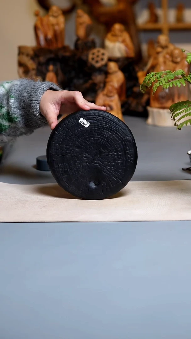 香樟木碳化三足壶承0997