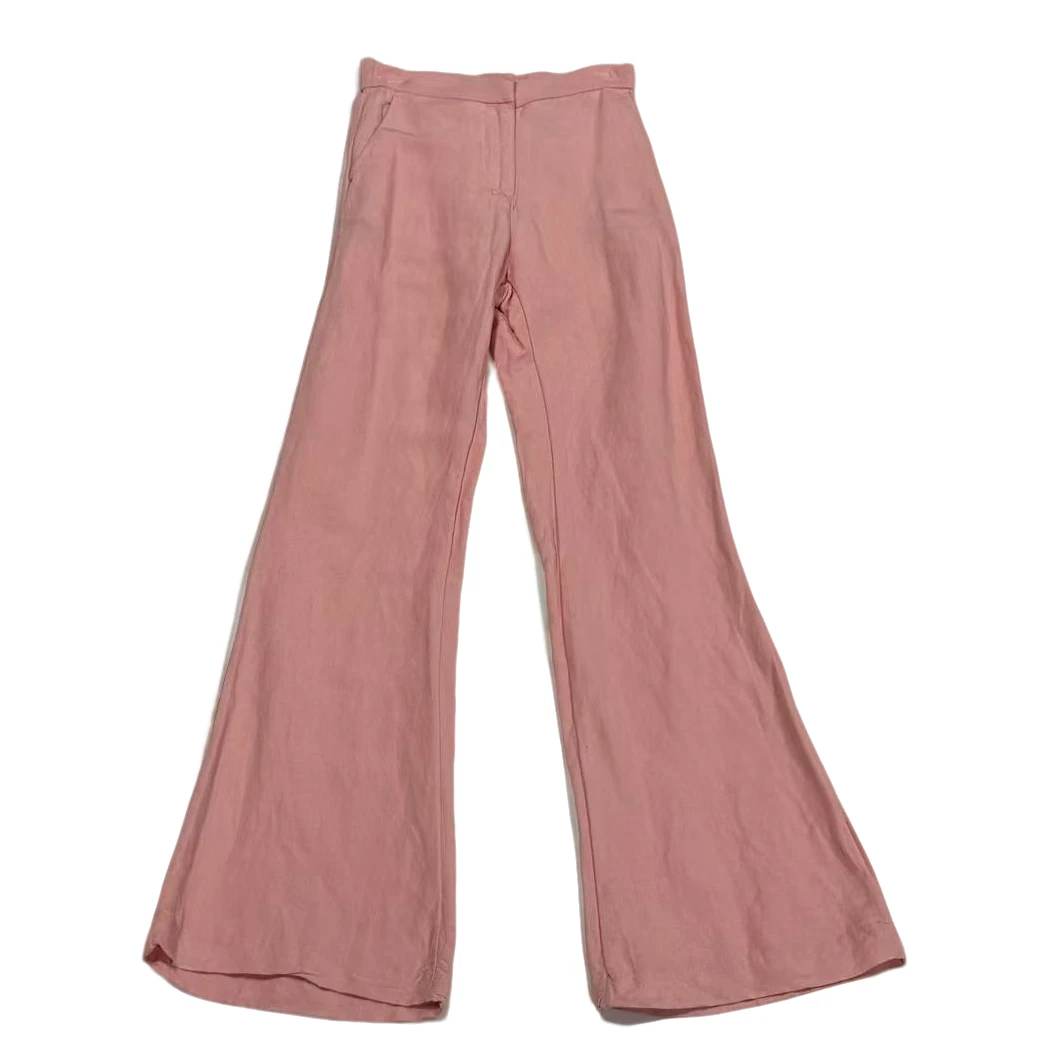 外贸原单粉色亚麻麻裤子254161927