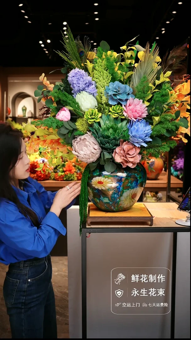 手工艺品琉璃手工花器花束空运包邮送货上门-以图片为准