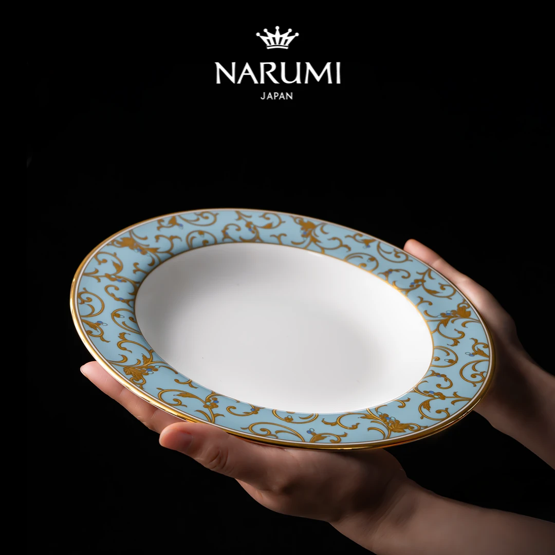 日本NARUMI鸣海Anatolia Blue 骨瓷23cm深底盘/2只50939-1646G