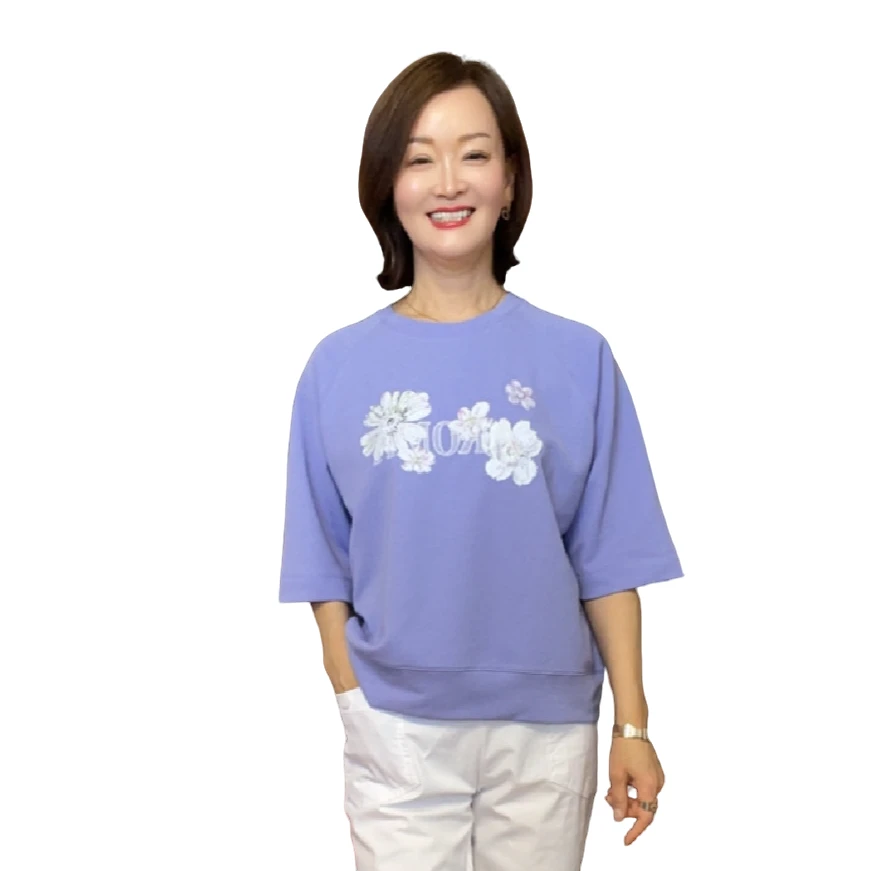 【延姐服饰2】2025新款字母花朵手缝亮片女士蝙蝠短袖上衣T恤