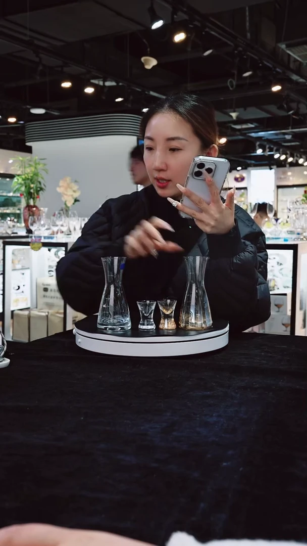 水晶高脚款琥珀白酒杯4支2壶