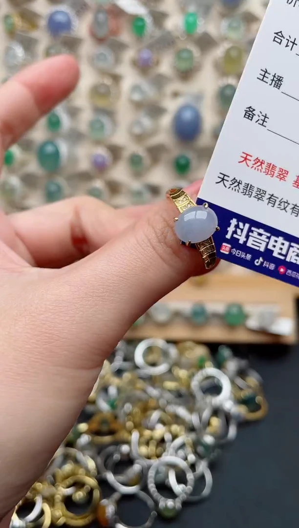 翡翠戒指银S925镶嵌.