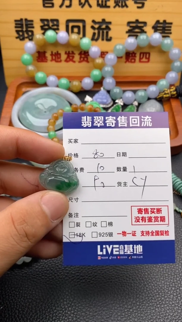 翡翠18K金镶嵌颈饰21015290