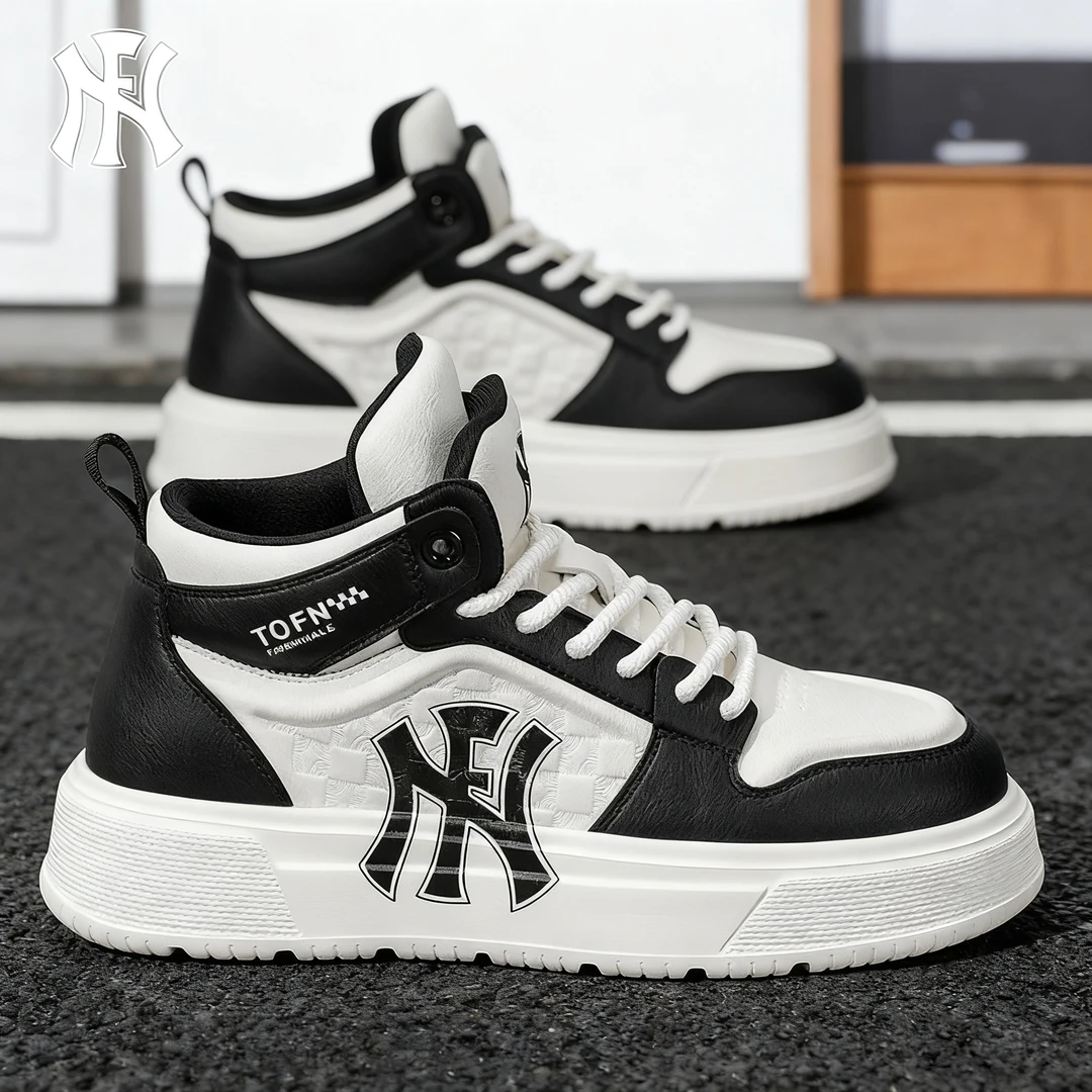 FN男鞋爆款2025秋新款高帮黑白熊猫板鞋休闲运动鞋防滑百搭小白鞋