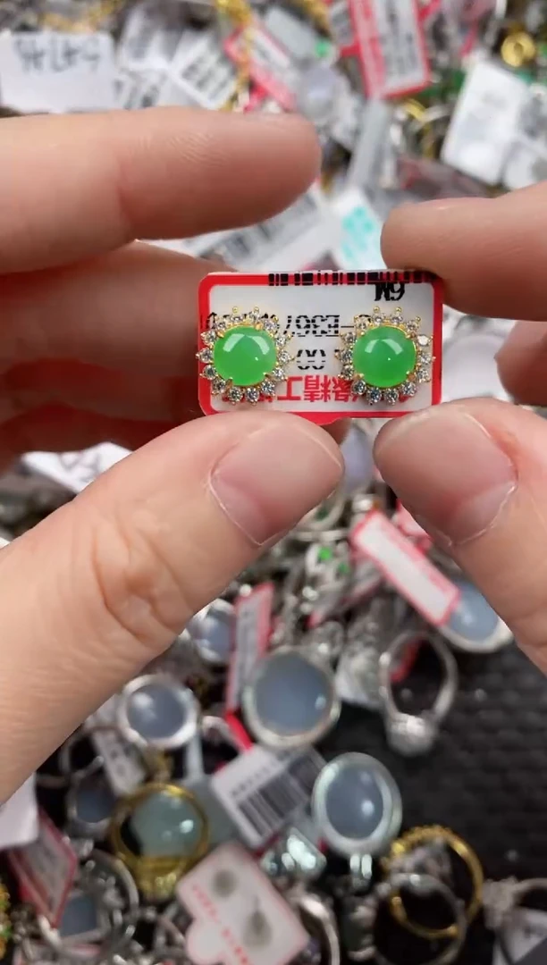 银S925镶嵌戒指翡翠444----3