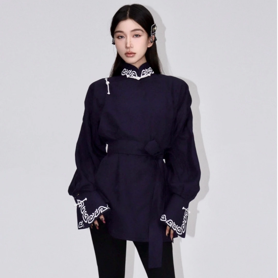 【戴尔玛精品服饰3】新款气质女士时尚民族风衬衫M7701