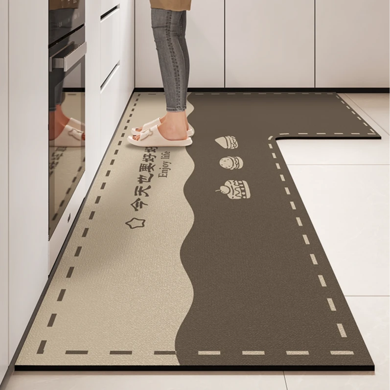 L型厨房专用地垫硅藻泥吸水垫2026新款l形防滑防油家用可擦洗脚垫