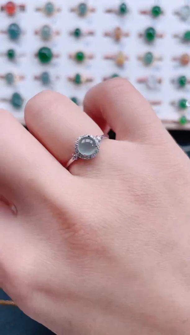 银S925镶嵌戒指翡翠天然翡翠