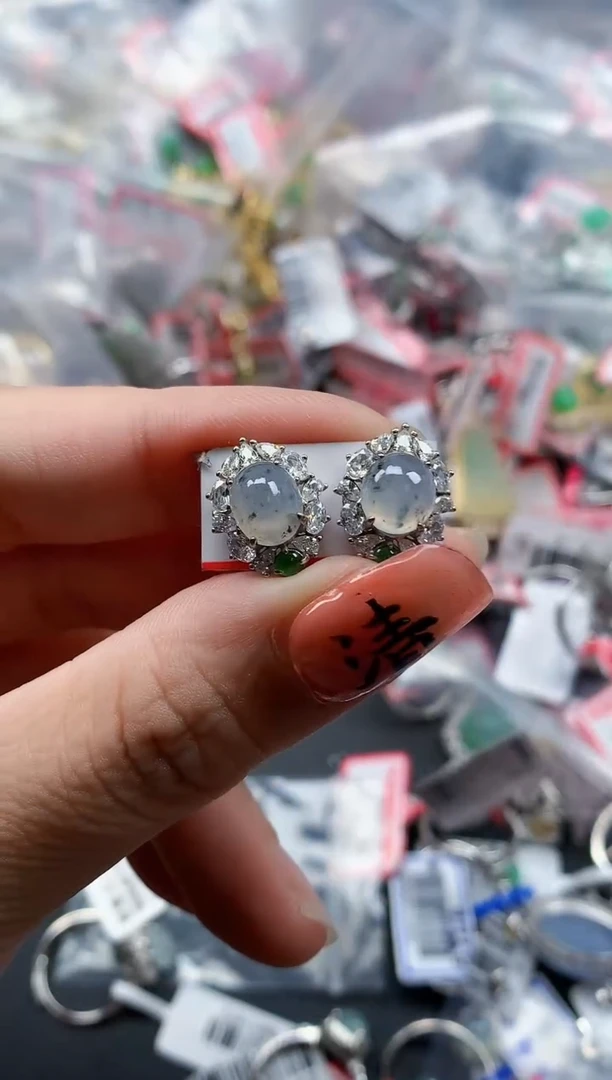 银S925镶嵌戒指翡翠天然A货缅甸翡翠