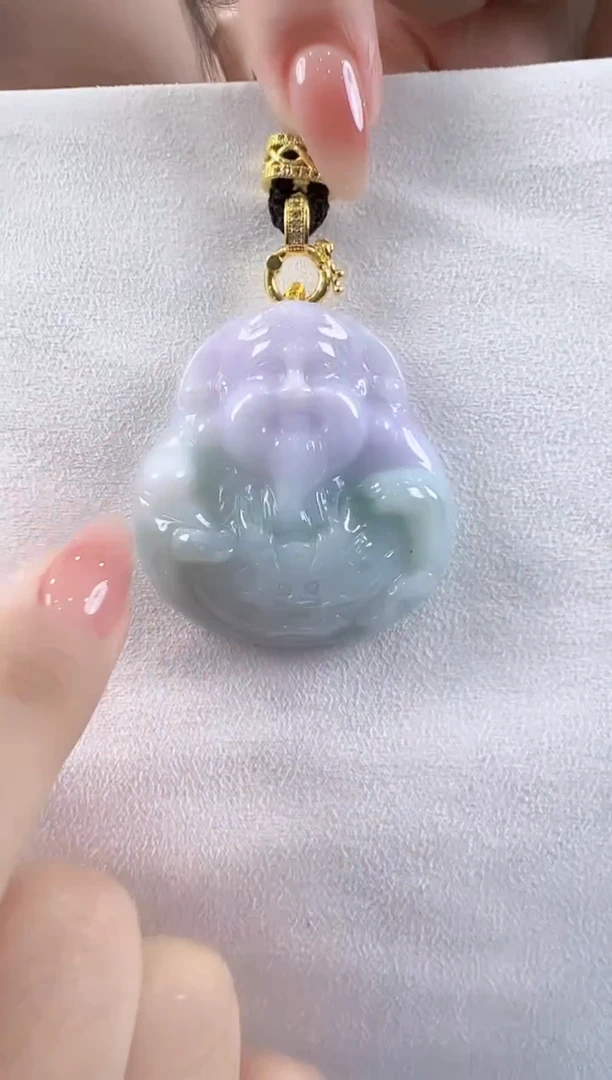 翡翠未镶嵌吊坠(不含链)孤品翡翠A货财神吊坠