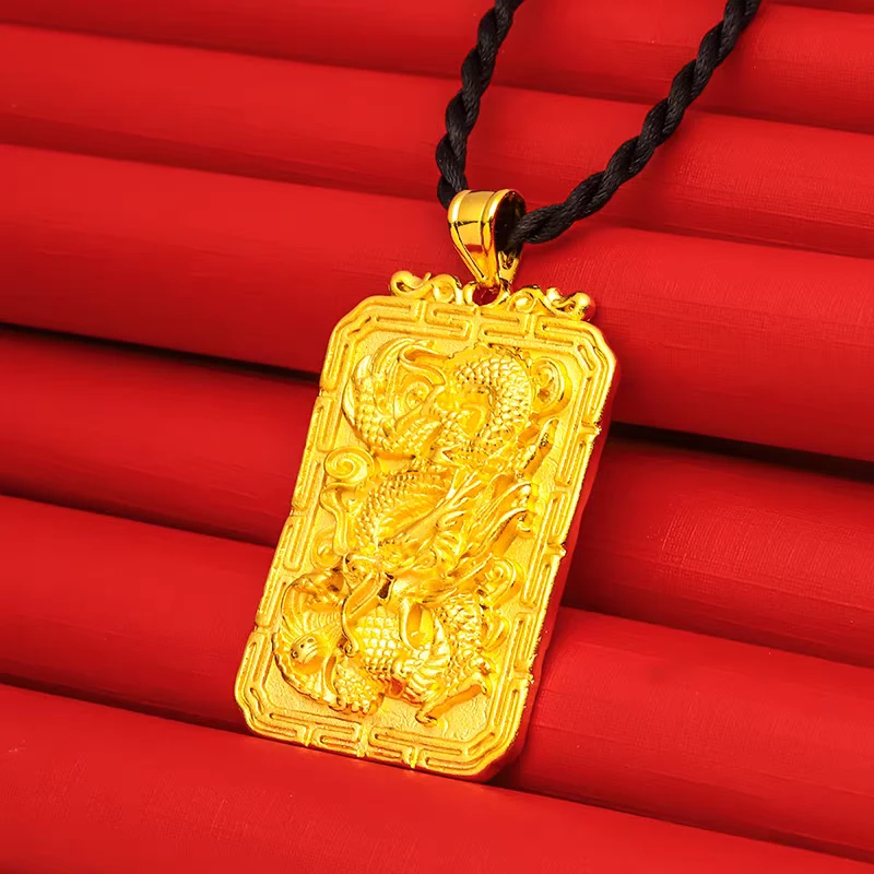 铜合金项链 【精工版28g】配黑绳 霸气男士实心龙牌金色大气项坠