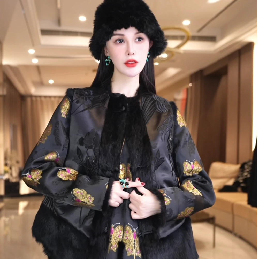 飞儿【凤羽马夹】2025早秋新款拼接真毛马夹