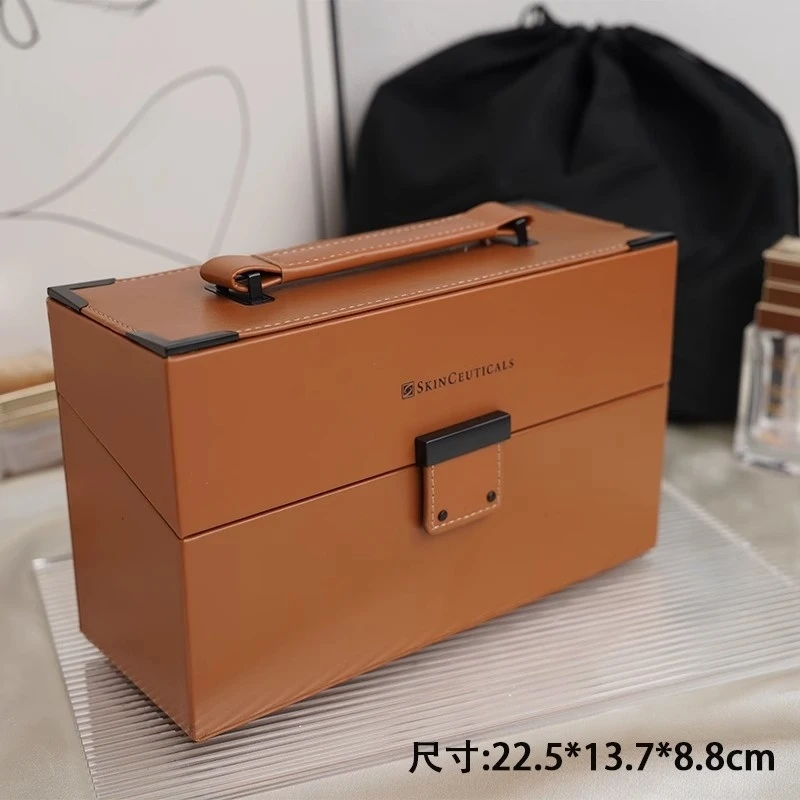 首饰盒/箱 [阿修】K54可棕色化妆箱PU手提化妆包 便携旅行收纳箱