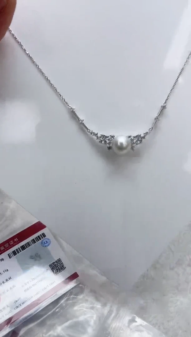 【闪购商品】海水珍珠套链银S925镶嵌海水珍珠项链