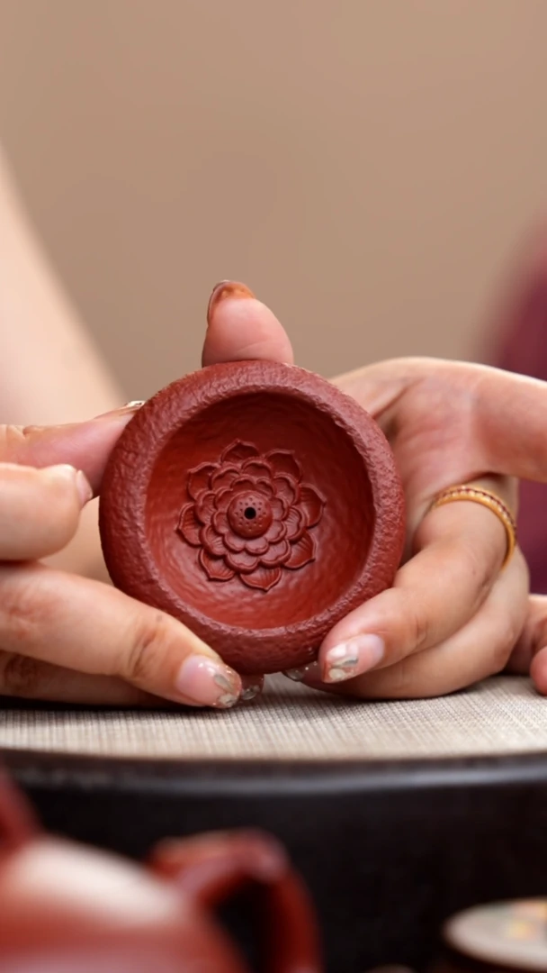 茶壶紫砂朱泥莲花香插