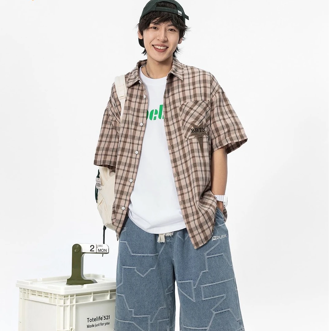 26577高端专享夏款天花板短袖衬衫杏色（B）