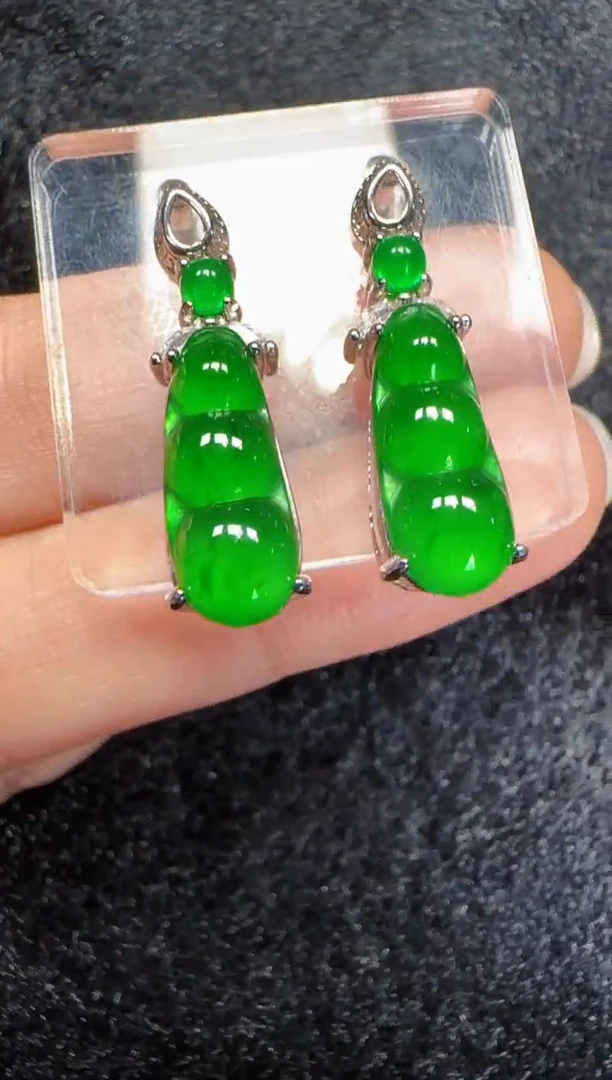 未镶嵌定制翡翠翡翠耳环36