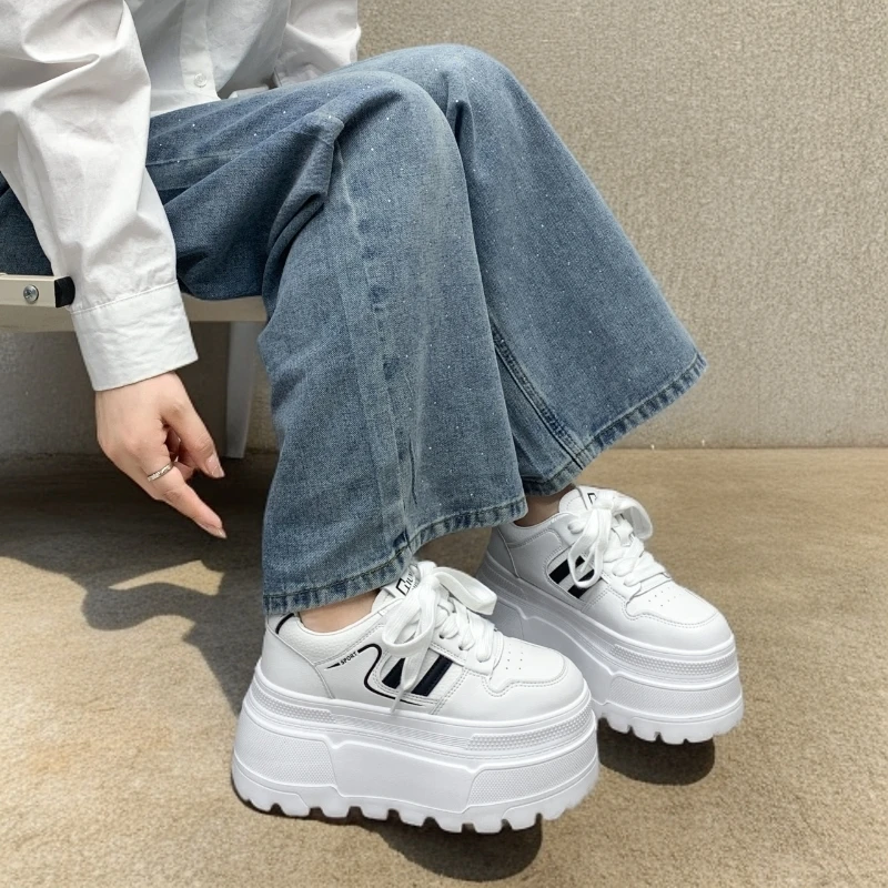 小个子增高9公分板鞋时尚运动休闲鞋真皮厚底韩版网红爆款女鞋