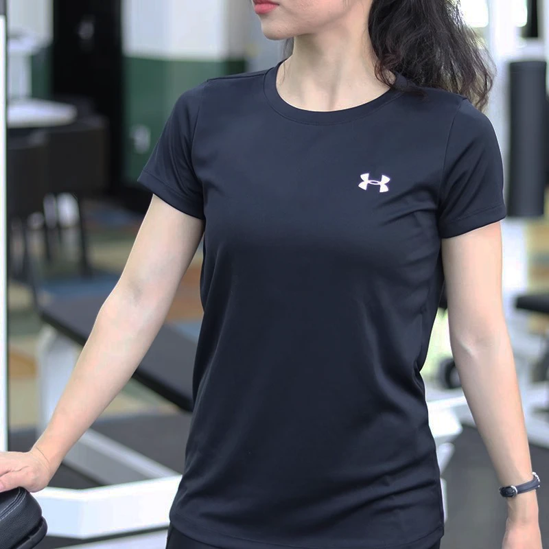 UA安德玛快干衣T恤女子秋季透气跑步运动上衣体恤健身衣瑜伽短袖