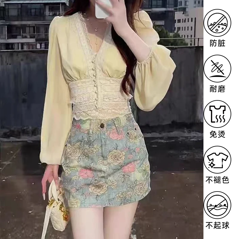 韩版复古做旧牛仔短裙女2025年夏季新款时尚A字半身高腰显瘦裙子