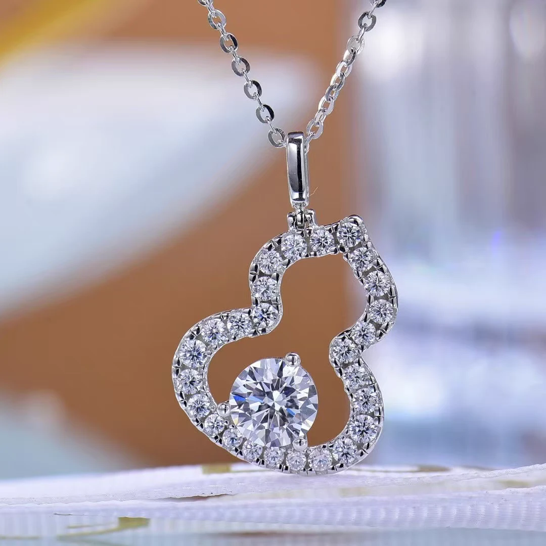 吊坠925银莫桑石 【大葫芦（福禄）吊坠】1克拉   时尚/合成碳硅石