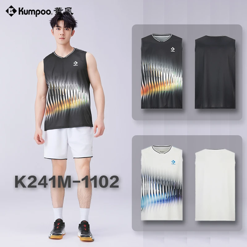 KUMPOO/薰风K241M-1102无袖羽毛球服男款T恤速干训练衫