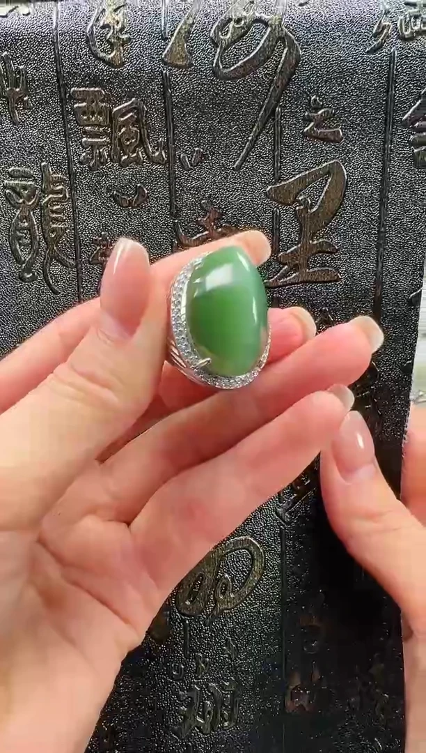 【闪购商品】和田玉戒指银S925镶嵌和田玉