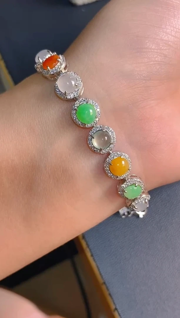 【闪购商品】翡翠耳饰银S925镶嵌天然A货翡翠1