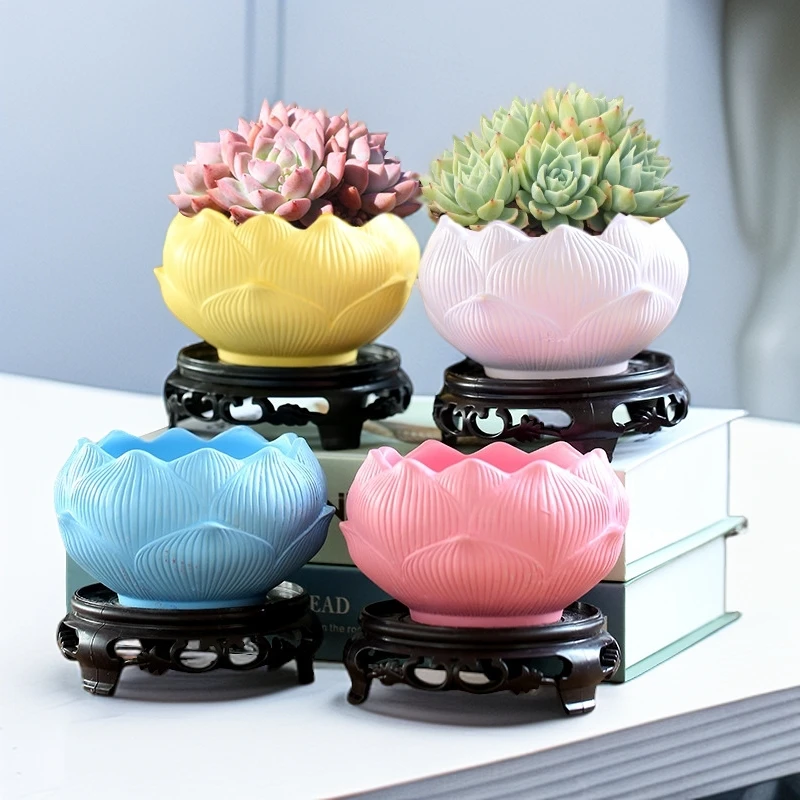 多肉花盆陶瓷清仓捡漏老桩创意粗陶透气大口径小号宽口手工莲花盆