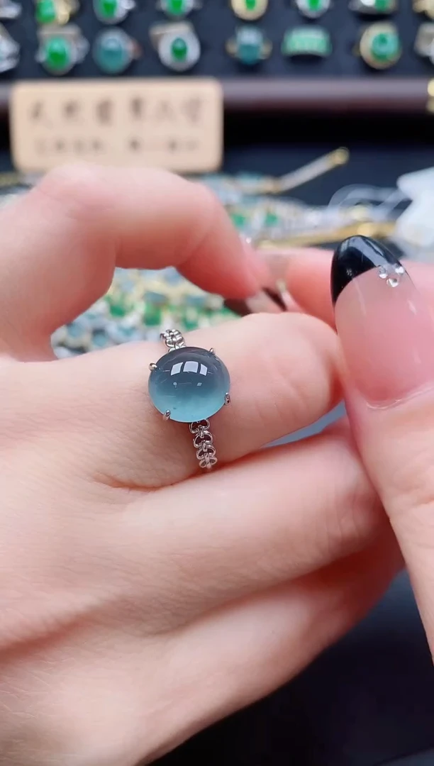 银S925镶嵌戒指翡翠1