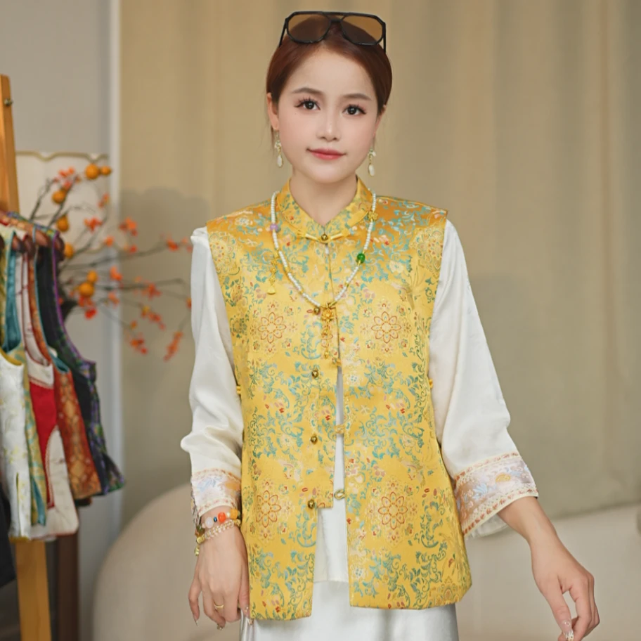 CHUNTIAN/椿锦【凤鸣朝阳】新中式宋锦提花国风马甲