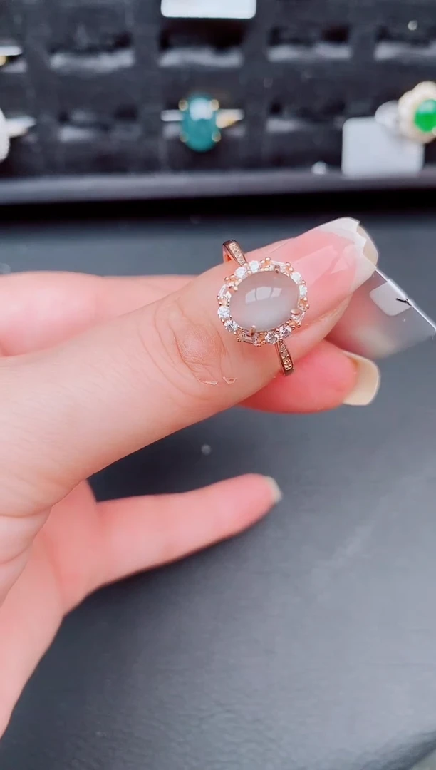 翡翠戒指银S925镶嵌天然a货翡翠143
