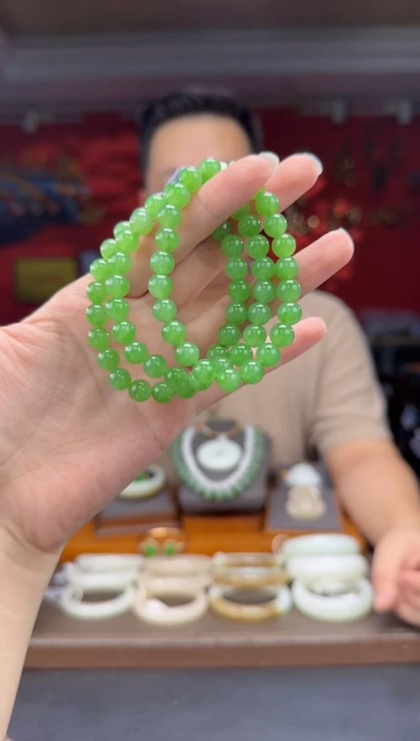 未镶嵌手串和田玉碧玉苹果绿单圈手串多样性发货拍一发一