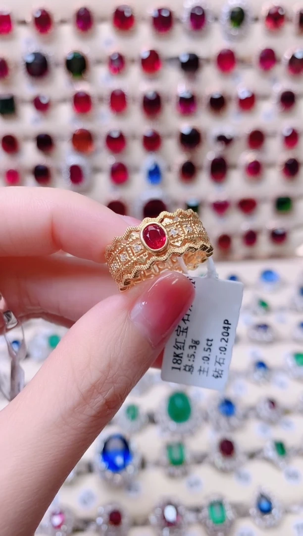 18K金镶嵌18K金戒指红宝石1