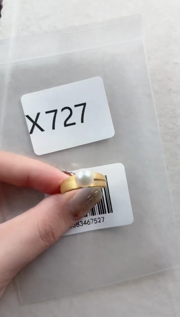 银S925镶嵌戒指海水珍珠X727