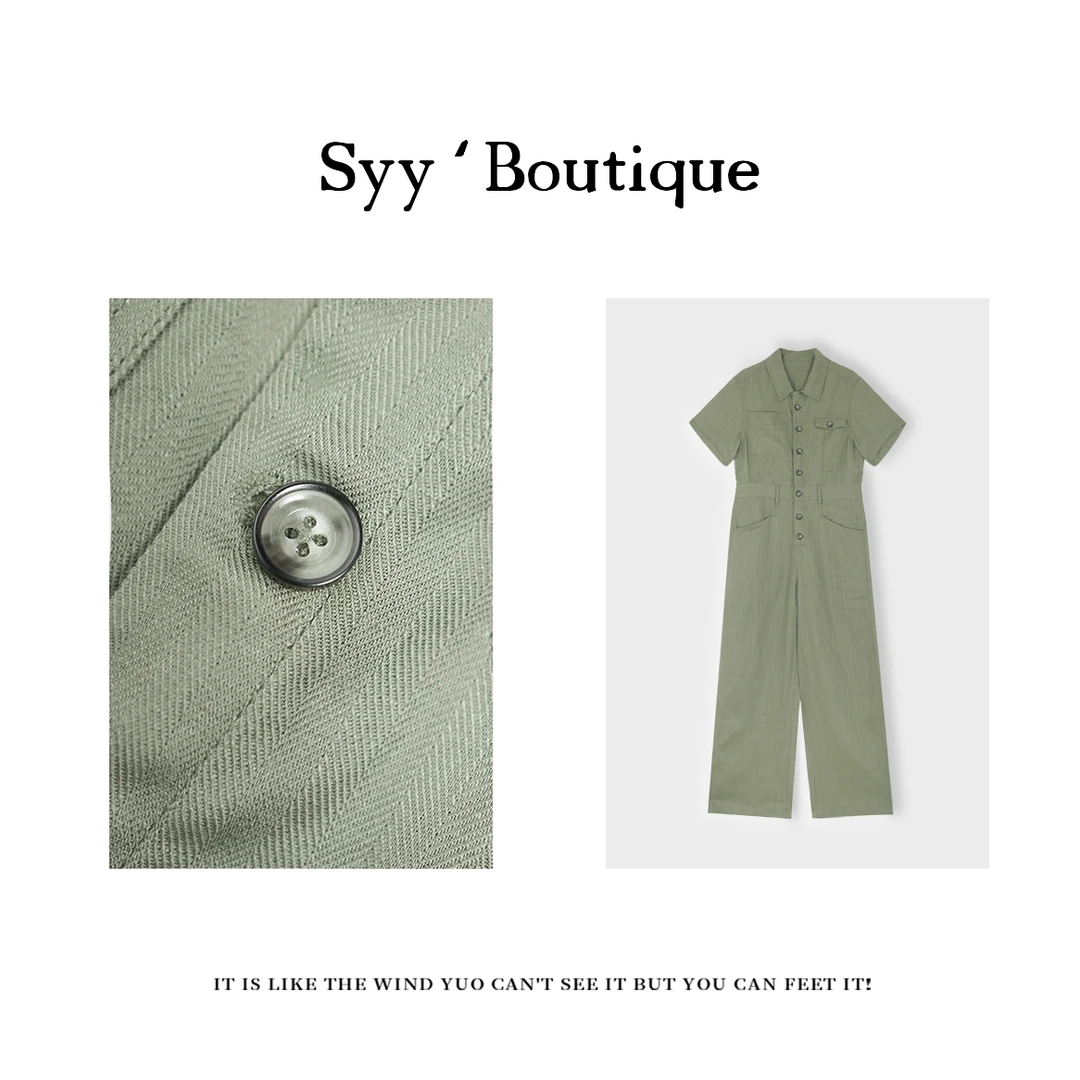 莱赛尔连体裤/空调衣/凉感/设计师款高定简约排扣连体裤