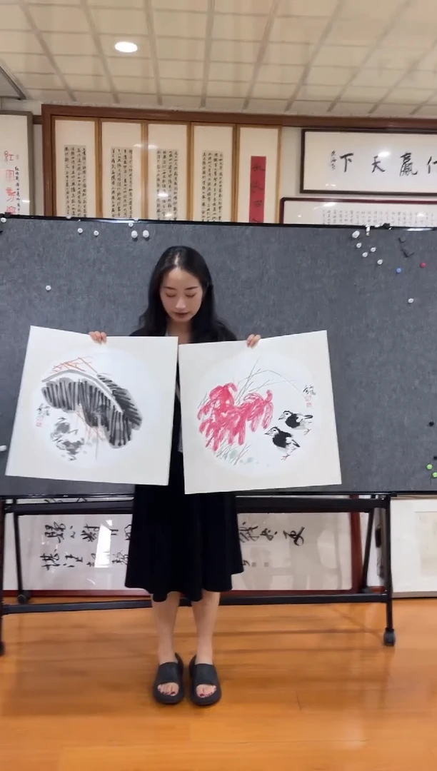 国画李老师花鸟作品两张